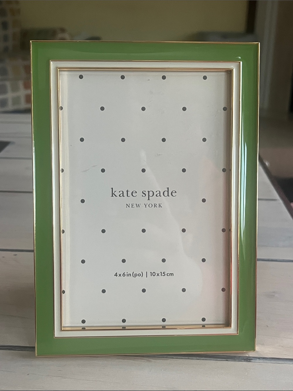 kate spade x lenox green enamel photo frame with gold trim 4x6
